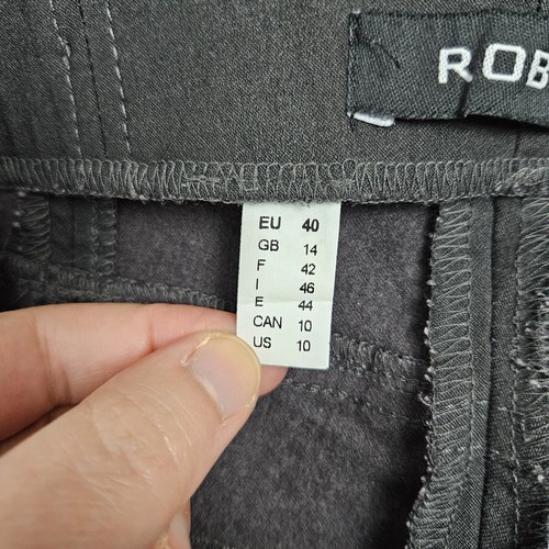 Robell Bella 09 Dark Grey Trousers Size 14 Fleece Lined Cropped Stretchy Pull On - Picture 10 of 12