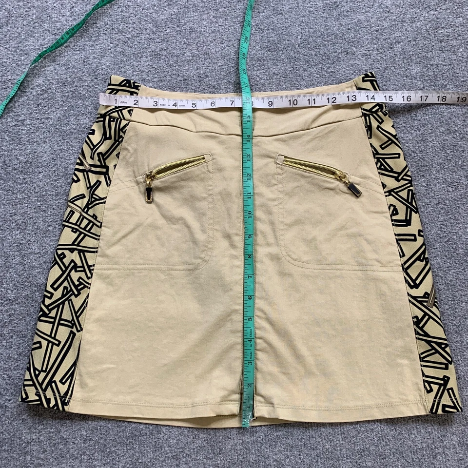 Женские шорты Jamie Sadock 2 бежевые черные двусторонняя молния геометрический боковой принт - Изображение 3 из 4