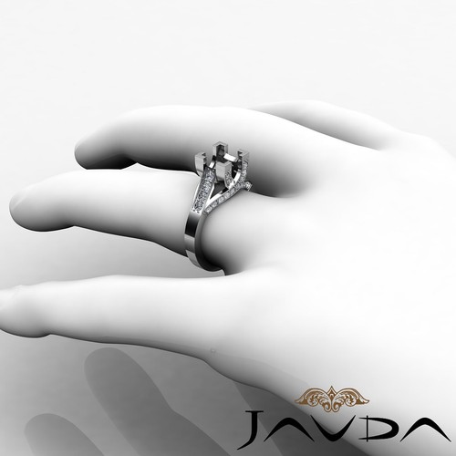 Pave Set Diamond Engagement Ring 14k White Gold Princess Cut Semi Mount 0.80Ctw - Picture 5 of 6