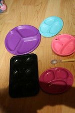 Lot of serving plastic tray toys Play Dishes Mixed Played W Condition
