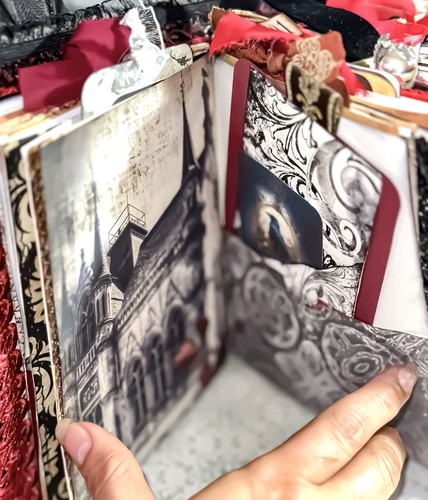 Witchy Gothic Junk Journal Handmade Bookmark + Fountain Pen Black - Picture 9 of 24