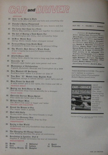 Car & Driver 07/1962 featuring Lotus Elite, Hillman Minx, Chevrolet, Studebaker - Picture 2 of 2