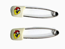 2 Vintage 1994 Diaper Pins Baby Taz Warner Bros Lock Safety Pin MCM Retro