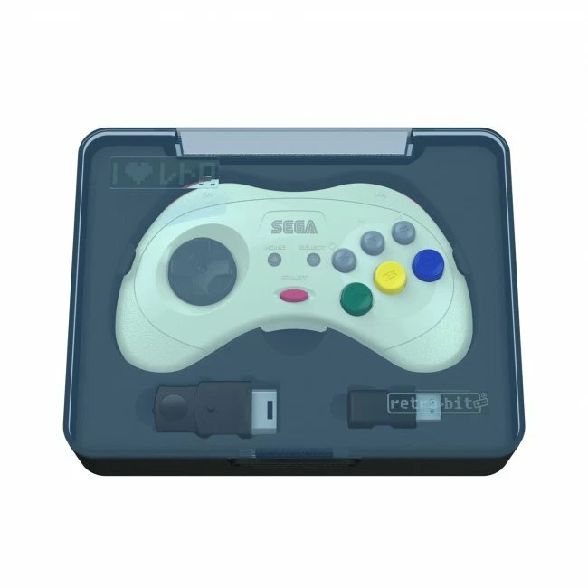 Retro-Bit 2.4 GHz Wireless Controller 8-Button Sega Saturn Genesis Mini White V2 - Image 2 of 4