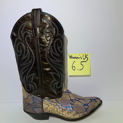 Code West Blue Snakeskin Women's Cowboy Boots Size 6.5