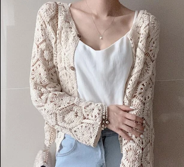 Long sleeve deals white lace cardigan