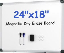 Magnetic White Board Kit for Wall 24" X 18", 1 Dry Eraser  2 Multicolor Markers