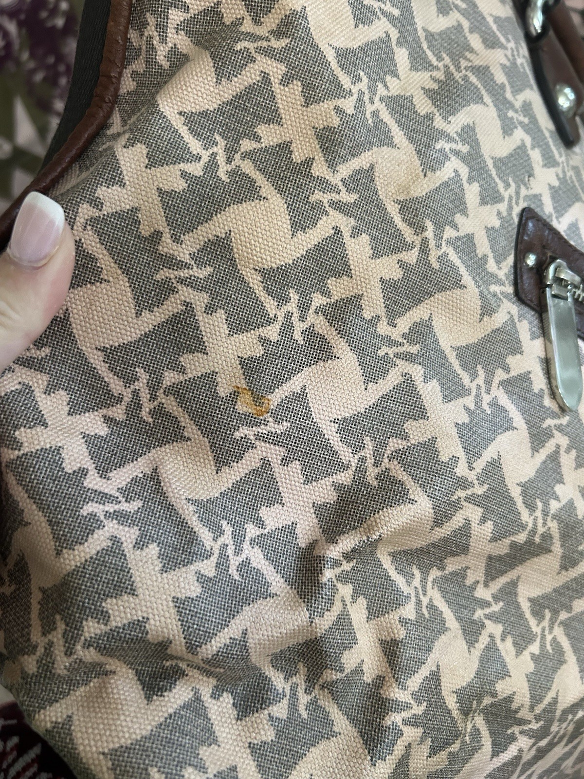 Vintage Juicy Couture Pink Scottie Dog Monogram Brown Leather Couture Baby Bag