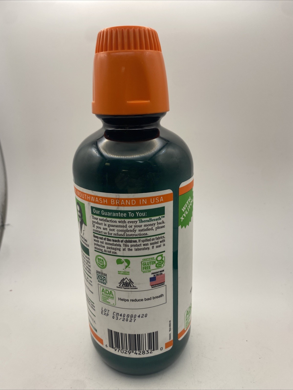 TheraBreath Fresh Breath Oral Rinse w/ Xylitol Rainforest Mint 16 oz Exp. 03/27