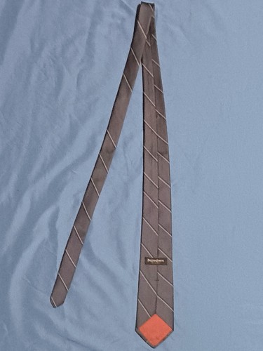 Yves Saint Laurent YSL Vintage Tie Necktie Classic Grey Striped 57 In Monogram - Picture 4 of 4
