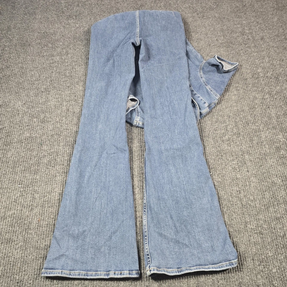 Free People We The Free Jumpsuit 女式小号蓝色牛仔奇思妙想翡翠喇叭腿 — 第 4/4 张图片