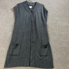 Chico's Gray Sleeveless Knit Duster Cardigan Vest Bamboo Blend Size 2