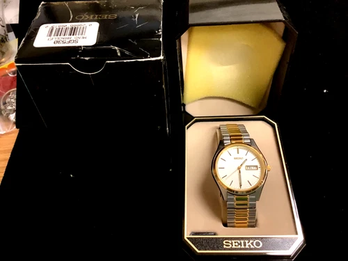Seiko Men's Vintage Watch Day/Date Two Tone Stretch Band sgf530