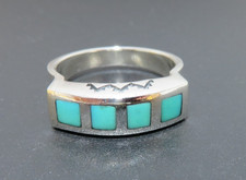 .925 STERLING SILVER LADIES TURQUOISE RING SZ 5.5. 5.41 mm Wide 4.50gr AI-2599