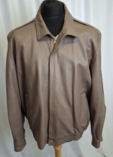 Vintage Futura Made In England Full Zip Leather Jacket Retro Brown XL A5379
