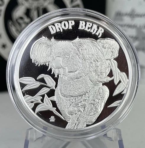 Cryptid Creatures - The Drop Bear 1 Oz Silver Proof Round By Rogue Island Mint