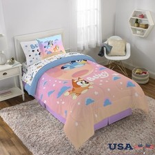 Bluey Bingo Twin Comforter Set 5 Piece Bedding Sheet Set Pillow Covers Kidroom