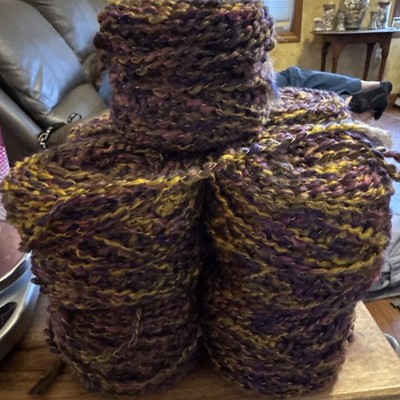 Lot 9 Boucle Yarn Cakes Purple Mustard Pink Brown Variegated Unbranded 2.5 oz ea