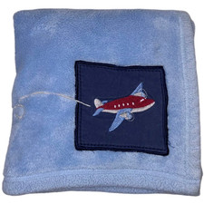 Blue Airplane Baby Blanket Fleece Lovey Unbranded Embroidered 30x40 Soft Boy