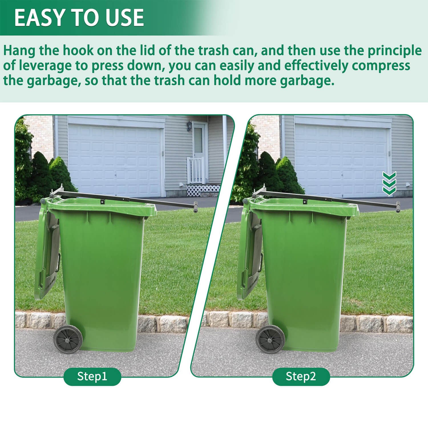 Manual Trash Compactor Garbage Compactor for Restaurant Kitchen Trash Bin Can