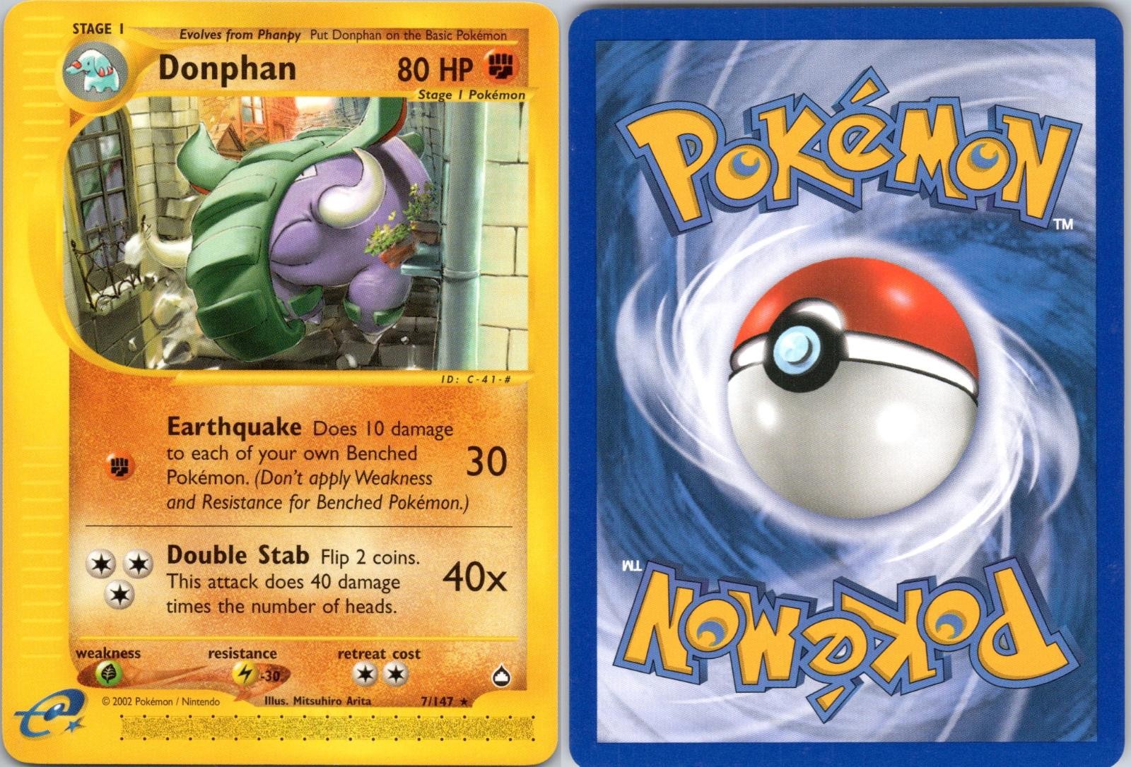 DONPHAN 7/147 RARE AQUAPOLIS POKEMON