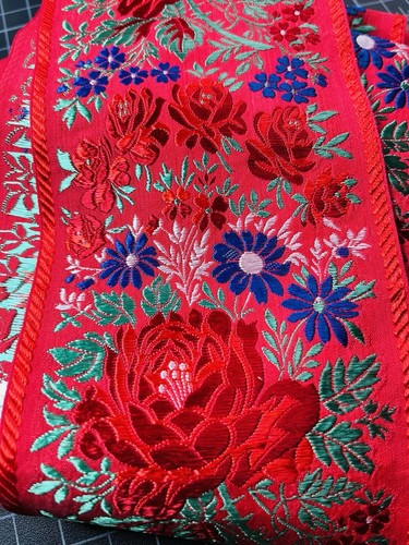 Red And Multi-color Beautiful Floral Silk Antique Ribbon Wide 4” Wide 4 YARDS!