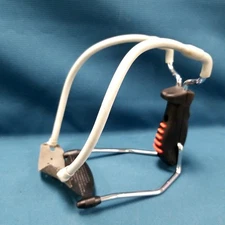 Barnett Powerful Slingshot Chrome Black Plastic Grey Tube Leather Strap 