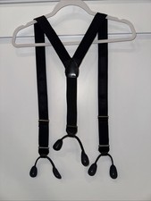 MADE IN ENGLAND 100 SILK SUSPENDERS BLACK LEATHER FITTINGS WITH GOLD ADJUSTERS