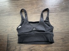 Alo Yoga Women  s Ribbed Sports Bra Black Size Small Workout Top