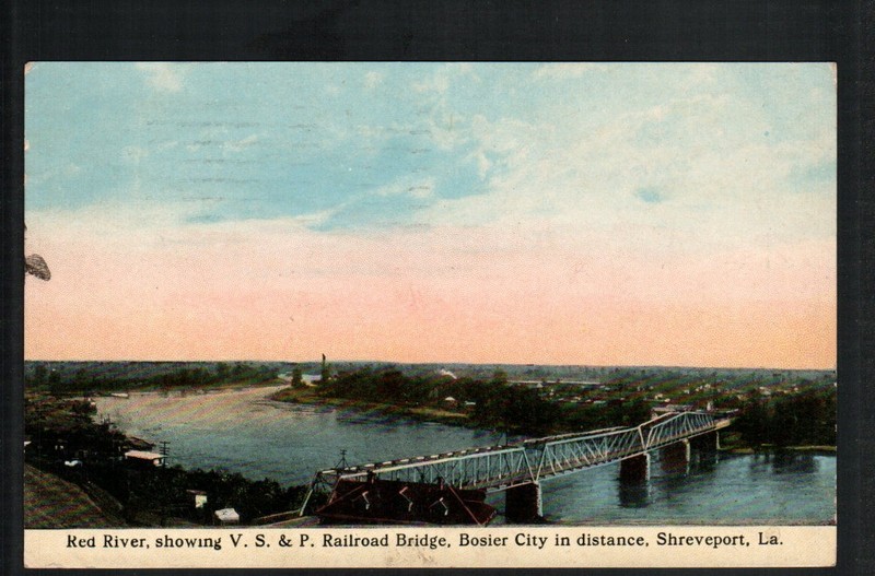 1915 SHREVEPORT, LA * V. S. & P. (RR) BRIDGE OVER RED RIVER * UNPOSTED VNTAGE DB