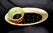Contemporary Chip and Dip/Veggie/Snack Set 12.5x6" (Platter) 4x3" (Dip Cup)