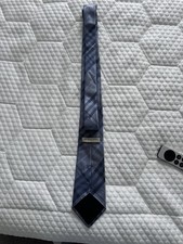 Burberry London Blue Gray Plaids  Checks Designer Men's Tie Luxury Accent