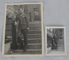Vintage 1940s WWII US Army Soldier Staircase Portrait Photo Lot 2 B W Orig