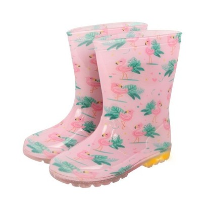 A2Z 4 Kids Mädchen Rosa Flamingo Gummistiefel Leuchtend Regen Wasserdichte