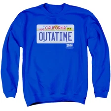 Back To The Future Outatime Plate Mens Crewneck Sweatshirt Royal Blue Officially