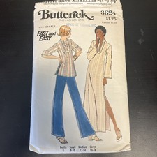 Vintage 1960s/70s Butterick Pattern 3624 w/Instr Caftan / Top Cut Size 16-18