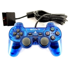 Sony PlayStation 2 DualShock 2 Clear Blue Wired Controller SCPH-10010 OEM Tested