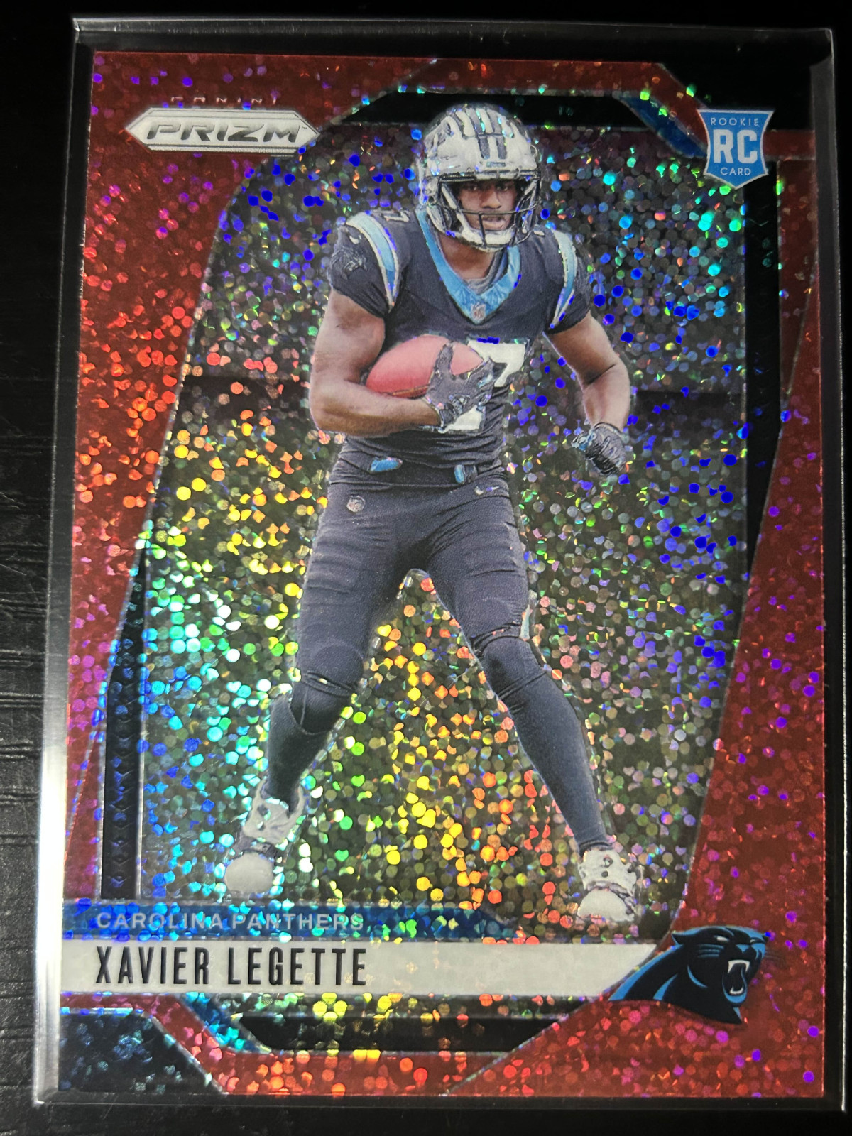 Xavier Legette 2024 Prizm #398 Red Sparkle Prizm SSP Rookie RC Panthers