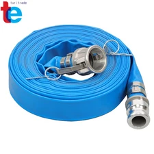 1.25" x 50 ft Pool Backwash Hose Heavy Duty Reinforced Blue PVC Lay Flat Water