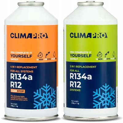4in1 + 3in1 SET Kältemittel Ersatzgas R134A + Öl + Dichtmittel + UV-Farbstoff