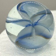 Vitro Agate Hybrid Cat Eye Marble Blue White And Gold/Brown Trim .60  NM 