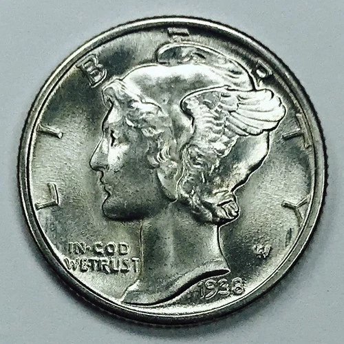 1938 P MERCURY DIME! AMAZING GEM BU+++! STUNNING EXAMPLE! WOW! NR #P2044