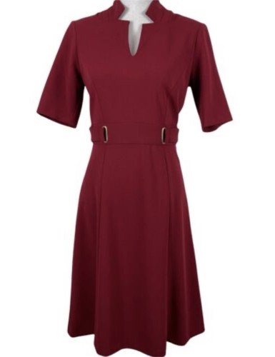 Chelsea Rose Damen 3/4 Ärmel Fit & Flare Kleid tiefrot Größe 10 - Bild 1 von 8