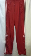 Adidas Adibreak Tearaway Snap Button Track Pants Red Stripes Women s Medium