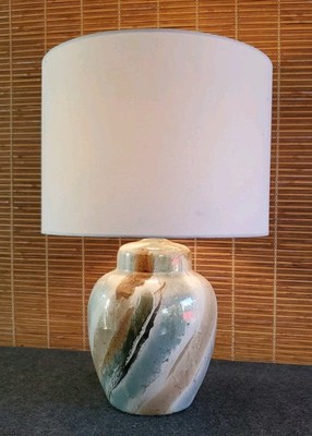 Swirl Glaze Boho Chic Table Lamp Loft Office Decor - No Shade -