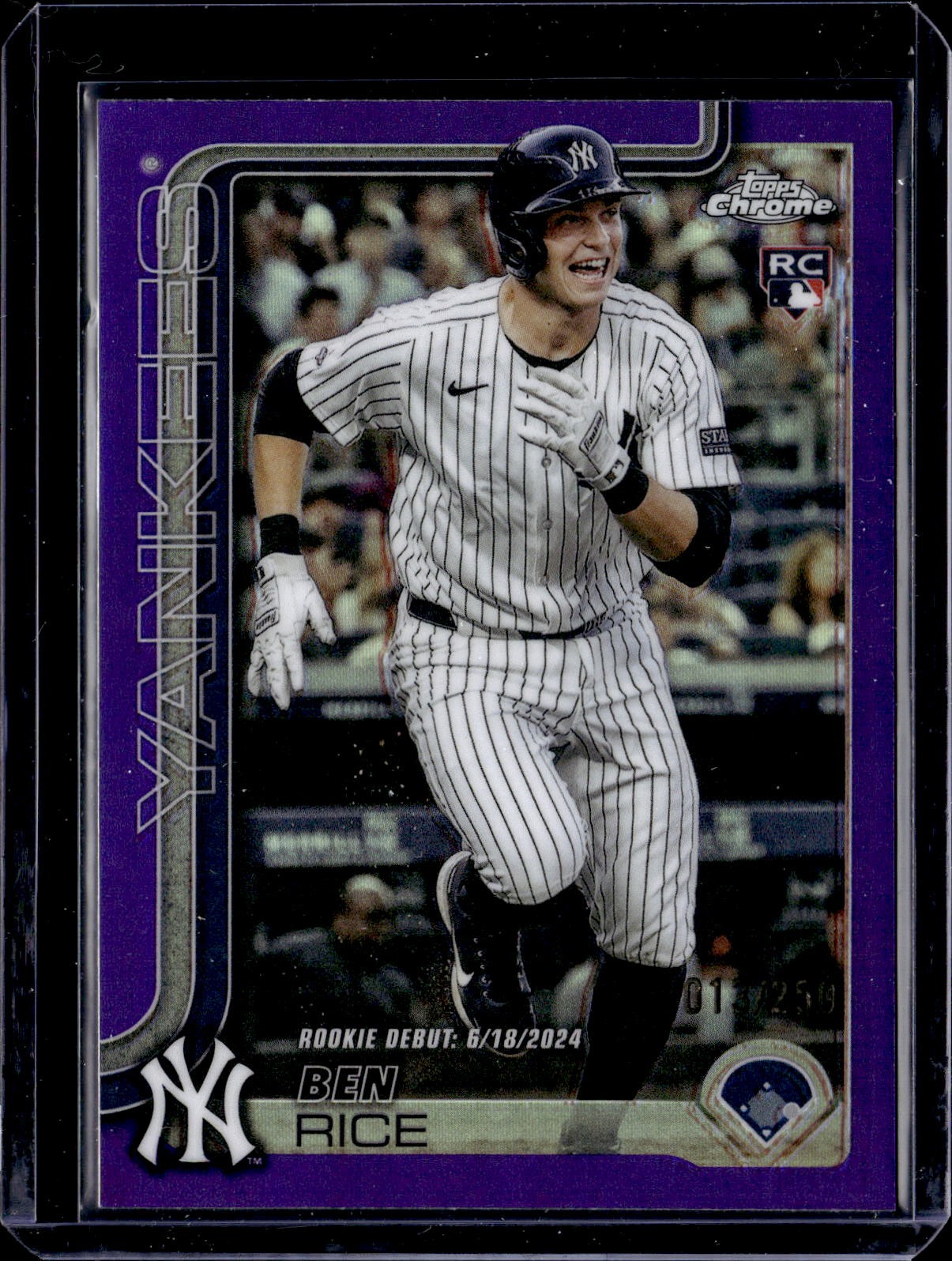 2025 Topps Chrome Update #USC138 Rookie Debut Ben Rice Purple Refractors #/250