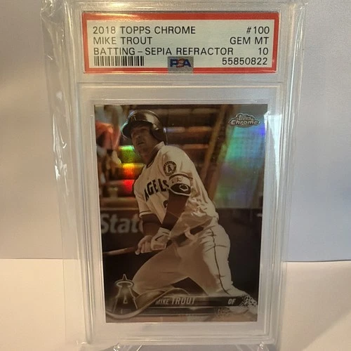 2018 Topps Chrome Mike Trout Sepia Refractor #100 PSA 10 Gem Mint Angels