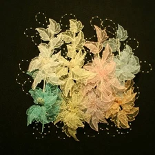 Brocade Wedding Headpiece W/ Pearls 8" #200128 (Choose Color)