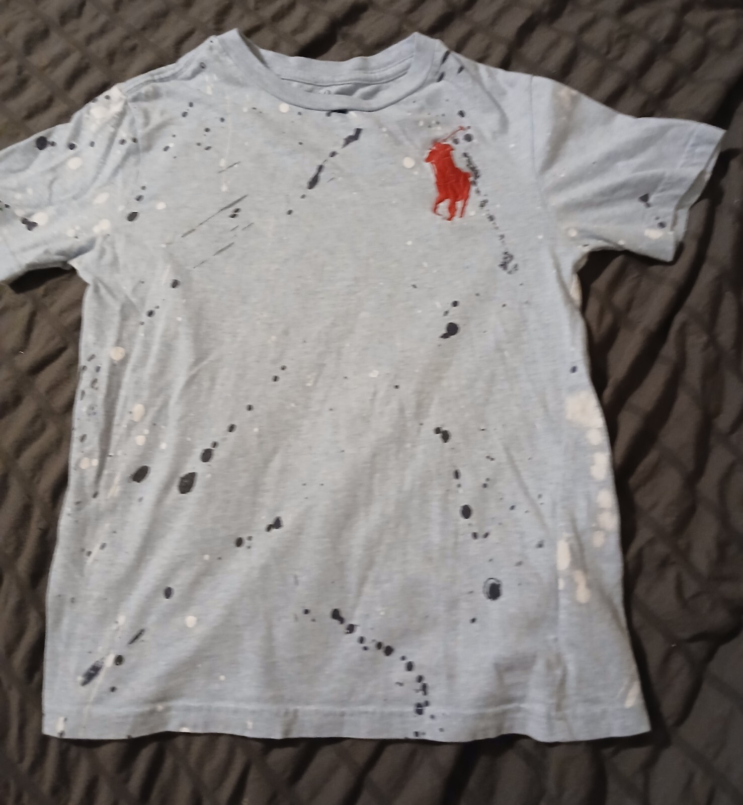 T shirt polo Ralph Lauren in jersey di cotone Big Boys Paint Splatter Big Pony taglia 8