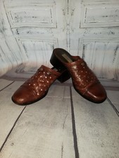 BRIGHTON " FANNY " DARK BROWN LEATHER WOVEN MULES CLOGS SIZE 9M 2975